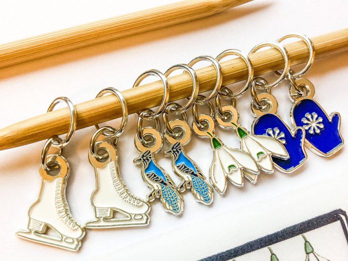 At Needles in the Hay on Water Street in downtown Peterborough, owner Deanna Guttman has curated a collection of "Great Gifts for Makers" for the holiday shopping season, including this winter-themed pack of stitch markers from Canadian brand Firefly Notes. Other items in the collection include yarns, threads, project wallets, and other gifts that would appeal to fibre artists of all stripes. (Photo courtesy of Needles in the Hay) At Needles in the Hay on Water Street in downtown Peterborough, owner Deanna Guttman has curated a collection of "Great Gifts for Makers" for the holiday shopping season, including this winter-themed pack of stitch markers from Canadian brand Firefly Notes. Other items in the collection include yarns, threads, project wallets, and other gifts that would appeal to fibre artists of all stripes. (Photo courtesy of Needles in the Hay)