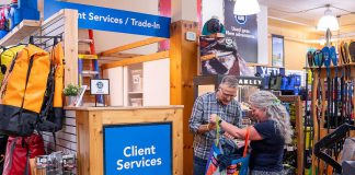 Shop the Boro: Save money and the planet by trading in your outdoor gear at Wild Rock Outfitters in downtown Peterborough Rob Arkell of Wild Rock Outfitters takes a look at clothing brought in by a customer to the trade-in desk for the downtown Peterborough outdoor gear retailer's Wild Again program. Customers can trade in their lightly used premium gear for store credit, which can be used to purchase new or used products or donated to the company's ComPassion Project. The Wild Again program not only makes high-quality outdoor clothing and equipment more affordable for other customers, but diverts items from the landfill and reduces the demand for new production. (Photo: Jeff Faulds / Wild Rock Outfitters)