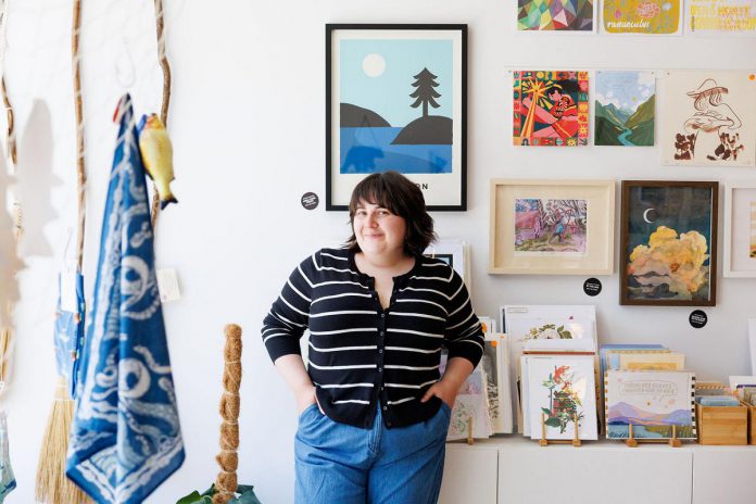 Founded in 2017 and now operated by Katie Küntz, Watson & Lou on Water Street in downtown Peterborough not only offers a wide range of local and Canadian-made products and artwork, but is home to the studios of several local artists. During the First Friday art crawl on December 5, 2025, drop in to browse and purchase work from the studio artists as well as guest artists. (Photo courtesy of Watson & Lou)