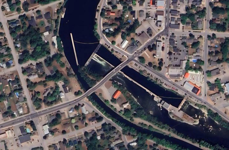 In 2027, Peterborough County is planning rehabilitation work on the Lakefield bridge on County Road 29 (Bridge Street) that crosses the Trent Canal and the Otonabee River. (Photo: Google Maps)