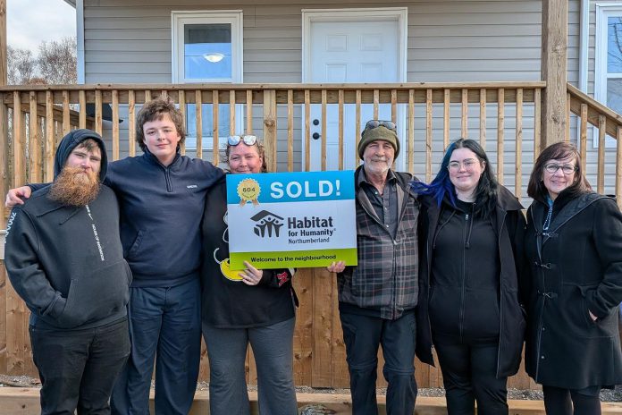 Habitat for Humanity Northumberland CEO Cathy Borowec (far right) with members of the Molaski family (James, Jack, Elizbeth, Peter, and Sarah) during an event on November 13, 2025 to celebrate the completion of the single detached home for the multi-generational family. (Photo courtesy of Habitat for Humanity Northumberland) Habitat for Humanity Northumberland CEO Cathy Borowec (far right) with members of the Molaski family (James, Jack, Elizbeth, Peter, and Sarah) during an event on November 13, 2025 to celebrate the completion of the single detached home for the multi-generational family. (Photo courtesy of Habitat for Humanity Northumberland)