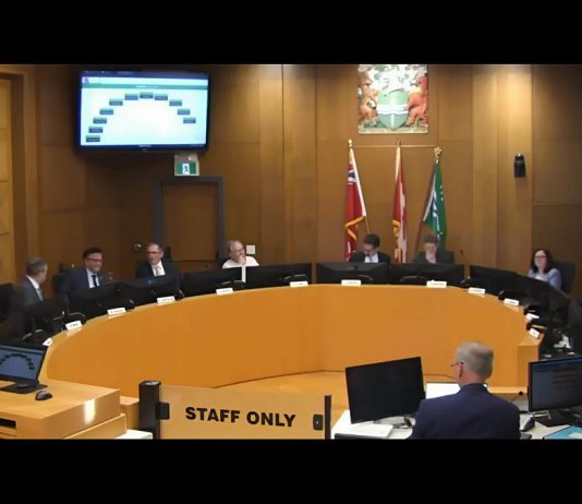 Peterborough city council voted unanimously on November 18, 2025 to transfer $3 million from the city's legacy income retention reserve account to reduce the all-inclusive rate increase in 2026 by 1.3 per cent. The proposed increase for 2026 now stands at 6.56 per cent, with the draft budget scheduled to be presented to city council for adoption on Monday, December 8, when public delegations will be heard. (kawarthaNOW screenshot of City of Peterborough video)