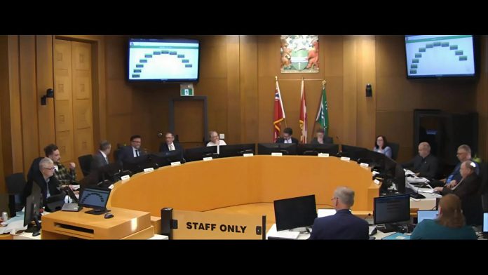 Peterborough city council voted unanimously on November 18, 2025 to transfer $3 million from the city's legacy income retention reserve account to reduce the all-inclusive rate increase in 2026 by 1.3 per cent. The proposed increase for 2026 now stands at 6.56 per cent, with the draft budget scheduled to be presented to city council for adoption on Monday, December 8, when public delegations will be heard. (kawarthaNOW screenshot of City of Peterborough video) Peterborough city council voted unanimously on November 18, 2025 to transfer $3 million from the city's legacy income retention reserve account to reduce the all-inclusive rate increase in 2026 by 1.3 per cent. The proposed increase for 2026 now stands at 6.56 per cent, with the draft budget scheduled to be presented to city council for adoption on Monday, December 8, when public delegations will be heard. (kawarthaNOW screenshot of City of Peterborough video)