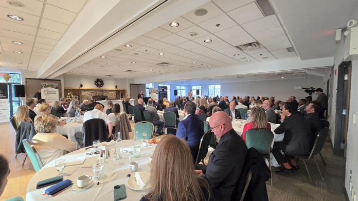 Local business leaders at the annual Mayor's Breakfast hosted by Peterborough and Kawarthas Chamber of Commerce at the Peterborough Golf and Country Club on November 27, 2025. (Photo: Jeannine Taylor / kawarthaNOW)