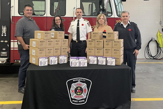 Port Hope Fire and Emergency Services has received 198 combination smoke and carbon monoxide alarms to distribute to local homeowners in need as part of Safe Community Project Zero, Enbridge Gas's annual public education delivered in partnership with the Fire Marshal's Public Fire Safety Council, which will see over 14,200 alarms donated to 75 fire departments across Ontario. (Photo: Municipality of Port Hope) Port Hope Fire and Emergency Services has received 198 combination smoke and carbon monoxide alarms to distribute to local homeowners in need as part of Safe Community Project Zero, Enbridge Gas's annual public education delivered in partnership with the Fire Marshal's Public Fire Safety Council, which will see over 14,200 alarms donated to 75 fire departments across Ontario. (Photo: Municipality of Port Hope)