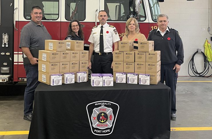Port Hope Fire and Emergency Services has received 198 combination smoke and carbon monoxide alarms to distribute to local homeowners in need as part of Safe Community Project Zero, Enbridge Gas's annual public education delivered in partnership with the Fire Marshal's Public Fire Safety Council, which will see over 14,200 alarms donated to 75 fire departments across Ontario. (Photo: Municipality of Port Hope)
