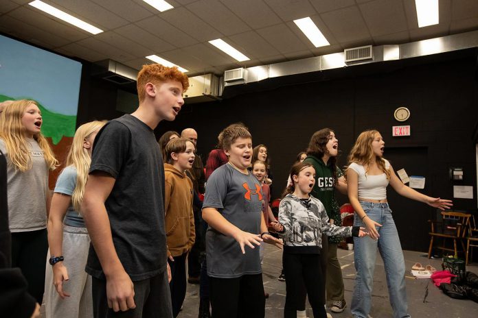 The Peterborough Theatre Guild production of "The Emperor's New Clothes," adapted for the stage and directed by Gerry McBride and featuring original songs and music by John Austin, has a cast of young actors and seasoned stage veterans. The family-friendly musical adaptation of the classic Hans Christian Andersen folktale runs for seven public performances from December 5 to 14, 2025. (Photo: Jordan Lyall Photography)