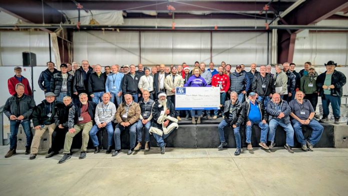 During its final meeting of 2025 on December 5 at the Lindsay Agricultural Society building, 100 Men Kawartha Lakes donated more than $15,000 to three local charities, including $10,000 to the Kawartha-Haliburton Children's Foundation to fund summer camps. (Photo: 100 Men Kawartha Lakes)
