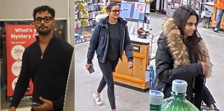 Cobourg police are seeking three suspects in connection to a bomb threat and an attempted theft on December 28, 2025. (Police-supplied photos)