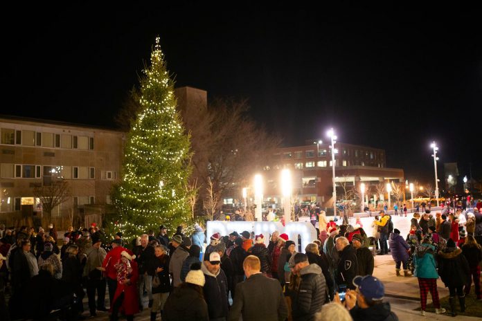 The Peterborough Downtown Business Improvement Area (DBIA) and the City of Peterborough present the third annual tree-lighting ceremony at Quaker Foods City Square from 5 to 7 p.m. on December 5, 2025. Te event will also feature family-friendly activities, festive entertainment, and local vendors. (Photo: Michael Hurcomb)