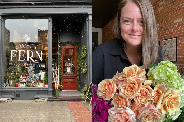 Give the gift of fresh cut flowers this holiday season by shopping at Sweet Fern Floral Studio on Water Street in downtown Peterborough. Owner and lead designer Angela McDonald offers stunning pre-made and custom floral arrangements and wrapped bouquets, including customizable holiday arrangements and centrepieces, as well as home décor, locally made art, and sweet treats to add to your gift or enhance your holiday celebration. (Photos courtesy of Sweet Fern Floral Studio) Give the gift of fresh cut flowers this holiday season by shopping at Sweet Fern Floral Studio on Water Street in downtown Peterborough. Owner and lead designer Angela McDonald offers stunning pre-made and custom floral arrangements and wrapped bouquets, including customizable holiday arrangements and centrepieces, as well as home décor, locally made art, and sweet treats to add to your gift or enhance your holiday celebration. (Photos courtesy of Sweet Fern Floral Studio)