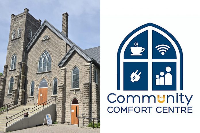Lakefield United Church has launched a fundraiser to create a new "community comfort centre" at its location at 47 Regent Street in downtown Lakefield. The church is aiming to raise $27,500 of the total $75,000 cost. (Photo and graphic: Lakefield United Church) Lakefield United Church has launched a fundraiser to create a new "community comfort centre" at its location at 47 Regent Street in downtown Lakefield. The church is aiming to raise $27,500 of the total $75,000 cost. (Photo and graphic: Lakefield United Church)