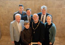 Municipality of Trent Hills mayor Bob Crate (front, second from right) and Cramahe Township mayor Mandy Martin (front, second from left) have been elected as warden and deputy warden of Northumberland county by their fellow councillors for the final year of this council's 2023-26 term. (Photo: Northumberland County)