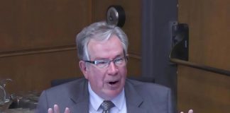 Peterborough Mayor Jeff Leal during a city council meeting. (kawarthaNOW screenshot of City of Peterborough video)