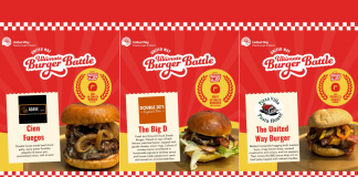 In the United Way Peterborough & District's first-ever Ultimate Burger Battle fundraiser during November 2025, Agave By Imperial in Peterborough won the Top Ultimate Burger of the Year award for its "Cien Fuegos" burger, Double Dz's Diner in Peterborough won the Most Ultimate Burgers Sold award for its "The Big D" burger, and Pizza Villa & Pasta House in Bridgenorth won the People's Choice Ultimate Burger award for its "The United Way Burger." (Graphics: United Way Peterborough & District)