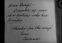 With the outpouring of community support for Peterborough group Northcrest Neighbours for Fair Process, which is facing a financially onerous $22,500 legal settlement, chair Sarah McNeilly says she feels like George Bailey in the final scene of the classic holiday film "It's a Wonderful Life," where neighbours come together to help George during a financial crisis, leading his guardian angel Clarence to leave him this note. (kawarthaNOW screenshot)