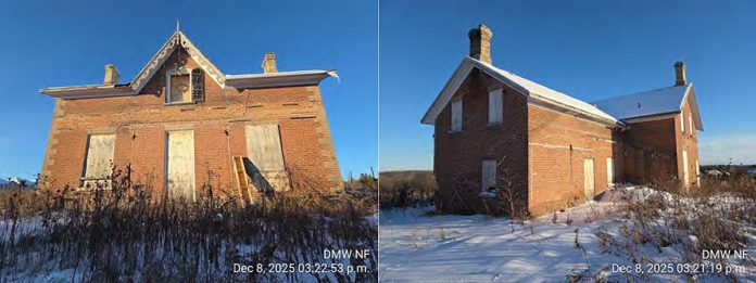 The property at 314 Carnegie Avenue was purchased in 1859 by farmer John Garbutt, who first constructed a frame farmhouse on the site by 1861, with the Garbutt family owning the property until the 1930s. The farmhouse, which has been vacant for the last 10 years, was listed on the city's heritage register in 2019, along with another 152 properties, with the city's heritage staff describing it as "a good example" of a mid-19th century Gothic Revival farmhouse. (Photos: D.M. Wills Associates Limited)
