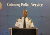 Cobourg deputy police chief Jeff Haskins pictured during a media conference in 2022. (kawarthaNOW screenshot of Cobourg Police Services video)