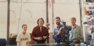 Wild Rock Outfitters co-founders Kieran Andrews and Scott Murison (second and third from left) with Kieran's father Chris (right) at the outdoor gear retailer's original location on George Street in downtown Peterborough in the 1990s. In honour of Chris, who passed away in summer 2025, Andrews matched all donations made to Wild Rock's ComPassion Project throughout November 2025 up to $20,000, helping to raise over $39,000 for six local organizations focused on environmental stewardship and positive social change. (Photo courtesy of Wild Rock Outfitters)