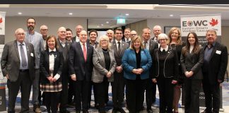 Provincial cabinet ministers, MPs and MPPs, municipal leaders, and representatives from provincial associations and agencies attended the annual general meeting of the Eastern Ontario Wardens' Caucus (EOWC) on January 9, 2026 in Kingston, where Peterborough County warden Bonnie Clark (front row, fourth from left) was acclaimed as EOWC chair for the second year in a row. (Photo: EOWC)