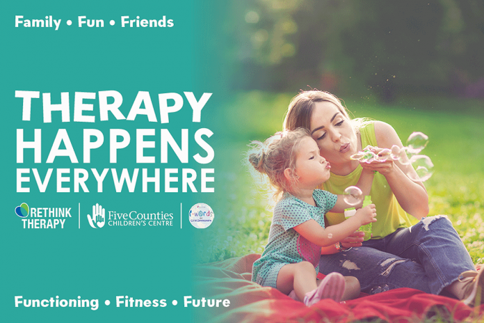 One of the promotional items that Five Counties Children's Centre is using to reinforce the message to its parents/caregivers that therapy happens everywhere, including in everyday activities they do with their child. (Photo courtesy of Five Counties Children’s Centre)