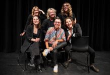 All-female comedy ensemble Girls Nite Out will be returning to Market Hall Performing Arts Centre in downtown Peterborough on January 16, 2025 to kick off their 20th anniversary year with a stand-up and improv show called "Winter Extravaganza!" Pictured from left to right back to front are Karen Parker, Jennine Profeta, Diana Frances, Jordan Armstrong, and Elvira Kurt, along with special guest Linda Kash, who will be joining Girls Nite Out the day before her milestone birthday. (Photo: Dahlia Katz)