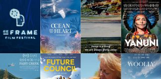 The seven films in the 2026 ReFrame Film Festival's "Flora & Fauna" collection are (left to right, top and bottom) "Ocean Seen From the Heart," "Tuktuit : Caribou," "Yanuni," "Fairy Creek," "Future Council," "Shropshire Sheep Scandal," and "Woolly." (kawarthaNOW collage)