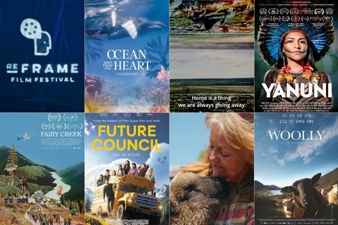 The seven films in the 2026 ReFrame Film Festival's "Flora & Fauna" collection are (left to right, top and bottom) "Ocean Seen From the Heart," "Tuktuit : Caribou," "Yanuni," "Fairy Creek," "Future Council," "Shropshire Sheep Scandal," and "Woolly." (kawarthaNOW collage) The seven films in the 2026 ReFrame Film Festival's "Flora & Fauna" collection are (left to right, top and bottom) "Ocean Seen From the Heart," "Tuktuit : Caribou," "Yanuni," "Fairy Creek," "Future Council," "Shropshire Sheep Scandal," and "Woolly." (kawarthaNOW collage)