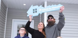 Kayla and Jimmy, pictured with two of their three children, received the keys to their new four-bedroom home in Fraserville during a dedication ceremony on January 11, 2026. The home was made possibly through Habitat for Humanity Peterborough & Kawartha Region's homeownership program along with a $100,000 donation from the former Bailieboro-Springville United Church and a land donation from congregation members Don and Pat Wood. (Photo: Habitat for Humanity Peterborough & Kawartha Region)