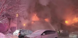 Firefighters battle a blaze that broke out in the early morning hours of January 30, 2026 at Maple Court Apartments at 8 King Street West in Colborne. Around 20 residents at the seniors' apartment complex operated by Northumberland County Housing Corporation have been displaced, with one resident missing. (Photo: Northumberland County OPP)
