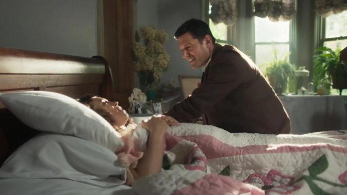 Allegra Fulton and Ari Cohen in a scene from "Nine Letters," a short film noir written and directed by Linda Kash and produced by Gina Dineen. Also starring Peterborough's own Megan Murphy, the film will be one of up to 12 curated short films from Toronto's Cabbagetown Short Film Festival screened during "PAPA Loves Shorts in Feb," a love-inspired short film festival being hosted by the Proactive Academy of Performing Arts (PAPA) on February 6, 2026 at the Market Hall Performing Arts Centre in downtown Peterborough. (kawarthaNOW screenshot)