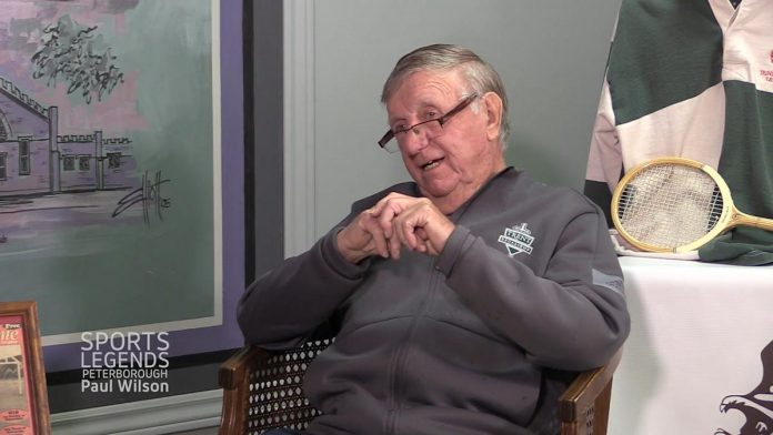 Paul Wilson being interviewed for the Peterborough & District Sports Hall of Fame in 2023. (kawarthaNOW screenshot)