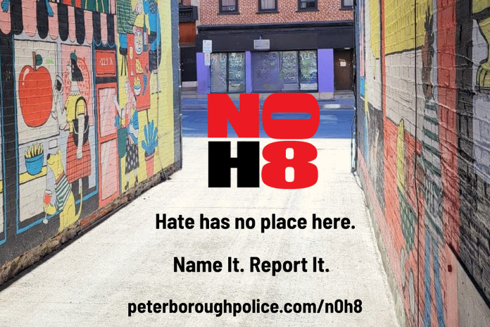The Peterborough Police Service launched a refreshed public education and awareness campaign on January 21, 2026, aimed at increasing the reporting of hate-motivated incidents and improving community understanding of hate and bias. (Graphic: Peterborough Police Service)