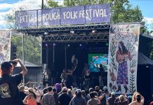 Toronto-based "guerilla-folk-punk" band Lemon Bucket Orkestra performs at the 2025 Peterborough Folk Festival. Festival organizers are now accepting submissions from established musical artists who want to perform at the 2026 festival and are also accepting applications for the 2026 Emerging Artist of the Year. (Photo courtesy of Peterborough Folk Festival)