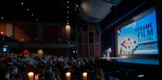 ReFrame Film Festival welcomes everyone to join the conversation by striving for accessibility Almost all in-person screenings at the 2026 ReFrame Film Festival will be relaxed screenings, where audience members are welcome to move, leave, and reenter as needed, as well as make quiet sounds, or attend with support people, assistance animals, and babies. The relaxed screenings are one of the many features ReFrame has introduced to deliver a festival that is as accessible as possible by accommodating the physical, sensory, emotional, and financial needs of festiva-goers. The 2026 festival will run in person in downtown Nogojiwanong/Peterborough from January 30 to February 1 and online across Canada from February 3 to 8. (Photo courtesy of ReFrame Film Festival)