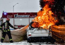 A demonstration in November 2025 conducted by Tulmar Safety Systems with the support of the Hawkesbury Fire Department of the company's KOVA EV fire blanket, a Canadian-engineered and Canadian-made tool designed to support first responders in managing electric vehicle (EV) fires. (Photo: Tulmar Safety Systems)