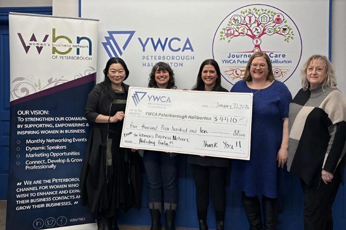 The Women's Business Network of Peterborough presented a cheque for $4,410 to the YWCA Peterborough Haliburton on January 22, 2026 in support of the non-profit organization's programs and safe spaces for women and children escaping the effects of gender-based violence. (Photo courtesy of YWCA Peterborough Haliburton) The Women's Business Network of Peterborough presented a cheque for $4,410 to the YWCA Peterborough Haliburton on January 22, 2026 in support of the non-profit organization's programs and safe spaces for women and children escaping the effects of gender-based violence. (Photo courtesy of YWCA Peterborough Haliburton)