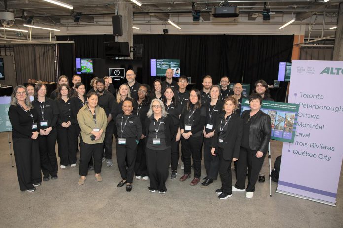 Alto's community engagement team will be available between 11 a.m. to 3 p.m. and 5 p.m. to 9 p.m. during the drop-in open house on Thursday, February 26 at the McDonnel Street Community Centre in Peterborough. Alto's initial three-month public consultation period features more than 20 open house sessions in communities along the proposed high-speed rail corridor between January and March 2026, in addition to eight virtual meetings and a dedicated online information portal. (Photo courtesy of Alto)
