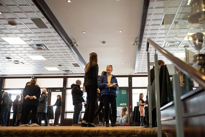 According to Alto, 815 people attended an open house on the proposed high-speed rail network between Toronto and Quebec City held at the McDonnel Street Activity Centre in Peterborough on February 26, 2026. (Photo: Jordan Lyall / kawarthaNOW)