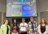 At the 2025 Kawartha Lakes Youth Awards, the Fenelon Falls Youth Impact Council (Ella Austin Scollick, Sofia Entzin-Telford, Cooper Young, and Avalon Loube) won the Leadership Award, with Loube also winning the Humanitarian Award. (Photo: BGC Kawarthas)