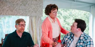 The original cast of "12 Dinners" by Steve Ross from the 2024 production by Here for Now Theatre in Stratford (Geoffrey Pounsett, Jane Spidell, and Ben Skipper) will be reprising their roles in a staged reading at Market Hall Performing Arts Centre in downtown Peterborough on March 1, 2026 to close out the third annual Brand New Stages Festival presented by New Stages Theatre. The week-long festival beginning on Tuesday, February 24 features three mainstage performances at the Market Hall and four shows at The Theatre on King. (Photo: Ann Baggley)