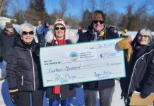 Bruce and Elizabeth Thompson alone donated $14,000 of the $40,000 raised for Campbellford Memorial Hospital during the 34th annual Polar Plunge at Campbellford Lions Community Park on January 31, 2026. (Photo: Campbellford Memorial Hospital Auxiliary)