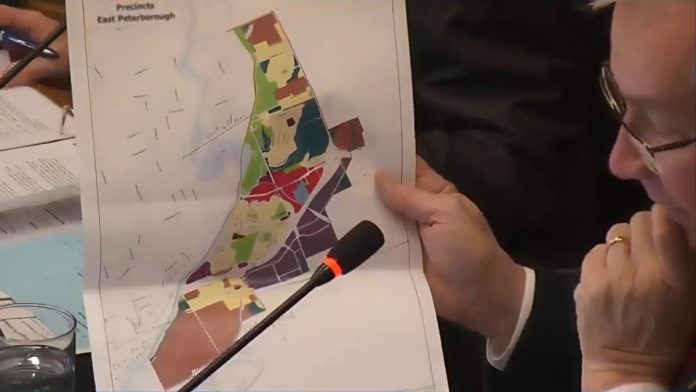 Peterborough mayor Jeff Leal displays a map showing the Coldsprings growth area at the southern edge of the city during a general committee meeting on February 17, 2026 where council unanimously approved allocating funding for a secondary planning study, with the city considering the area as an ideal location for an Alto high-speed rail station due to its large area, proximity to existing transportation facilities, and "relatively unencumbered land use pattern." (kawarthaNOW screenshot of City of Peterborough video) Peterborough mayor Jeff Leal displays a map showing the Coldsprings growth area at the southern edge of the city during a general committee meeting on February 17, 2026 where council unanimously approved allocating funding for a secondary planning study, with the city considering the area as an ideal location for an Alto high-speed rail station due to its large area, proximity to existing transportation facilities, and "relatively unencumbered land use pattern." (kawarthaNOW screenshot of City of Peterborough video)