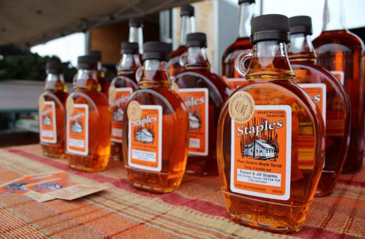 The Local Advantage with Peterborough County: Staples Maple Syrup taps into local economic development initiatives Located in the Township of Cavan Monaghan, Staples Maple Syrup is a family business that has been producing award-winning maple syrup for over five decades, with its products available at local businesses and farmers' markets including the Peterborough Farmers' Market. Since they are often too busy to promote their product, the farm is an active participant in agricultural programs led by Peterborough County, including Kawartha Choice FarmFresh and the Kawartha Local Food Wholesale project. (Photo courtesy of Staples Maple Syrup)