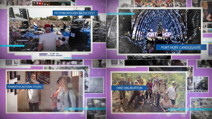 Peterborough Musicfest, Port Hope Candlelight Festival, the Art Gallery of Peterborough's Kawartha Autumn Studio Tour, and Hike Haliburton are four of the nine festivals in the Kawarthas region that made Festivals and Events Ontario's 2026 Top 100 Festivals & Events in Ontario. Although the Peterborough Folk Festival isn't on the Top 100 list, it was honoured with an FEO Sustainability Award. (kawarthaNOW screenshots of Festivals and Events Ontario videos)