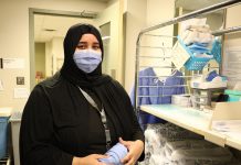 High volunteer rates are consistently associated with stronger social networks, higher capacity to support vulnerable populations, and increased community resilience during times of crisis. Surgical outpatient volunteers like Haniya Fazli greet patients at Peterborough Regional Health Centre before their procedures offering pre-surgical compassion, reassurance, and guidance. (Photo: Natasha Roulston / Peterborough Regional Health Centre)