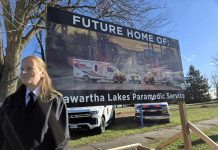 The City of Kawartha Lakes unveiled a sign on November 18, 2025 to mark the site of the new $50-million Kawartha Lakes Paramedic Headquarters at 230 Angeline Street South in Lindsay. (Photo: City of Kawartha Lakes)