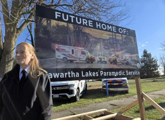The City of Kawartha Lakes unveiled a sign on November 18, 2025 to mark the site of the new $50-million Kawartha Lakes Paramedic Headquarters at 230 Angeline Street South in Lindsay. (Photo: City of Kawartha Lakes)