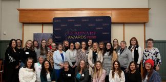 Organizers, sponsors, and some of the 56 nominees for the second annual Luminary Awards for Women in Business during a nominee announcement at the Peterborough and the Kawarthas Chamber of Commerce offices on February 11, 2026. (Photo: Jordan Lyall Photography)