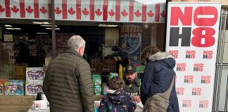 Peterborough Police Service aims to increase reporting of hate and bias incidents through N0H8 public education and awareness campaign A member of the Peterborough Police Service at a booth during Family Literacy Day at Peterborough Square on January 24, 2026 sharing information with the community about the refreshed N0H8 ("No Hate") public education and awareness campaign. The campaign aims to bring awareness to hate and bias incidents and to provide resources on how such incidents can be reported. (Photo: Peterborough Police Service)